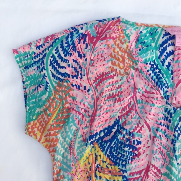 Lilly Pulitzer Asher Silk Top Electric Feel Print - Picture 5 of 8